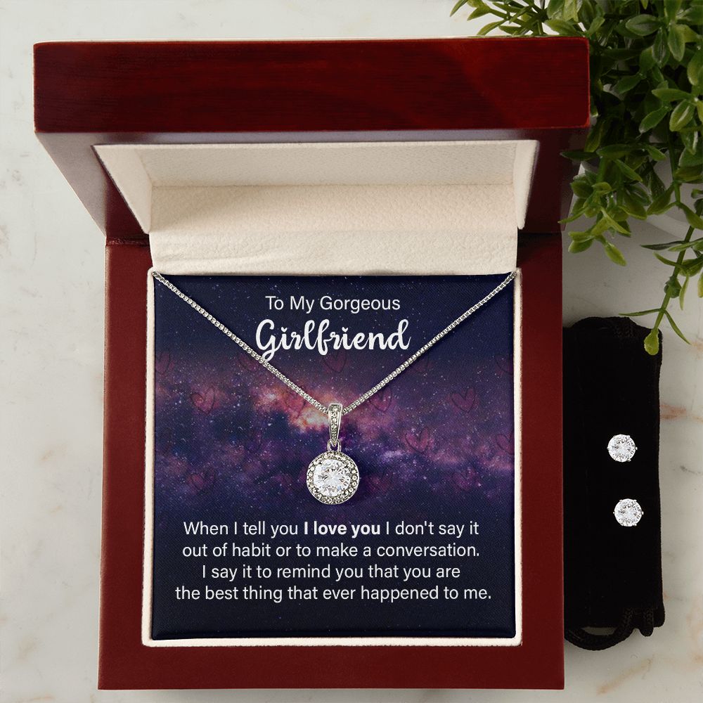 Girlfriend Necklace and Earring Set, Girlfriend Jewelry Gift Set | Custom Heart Design