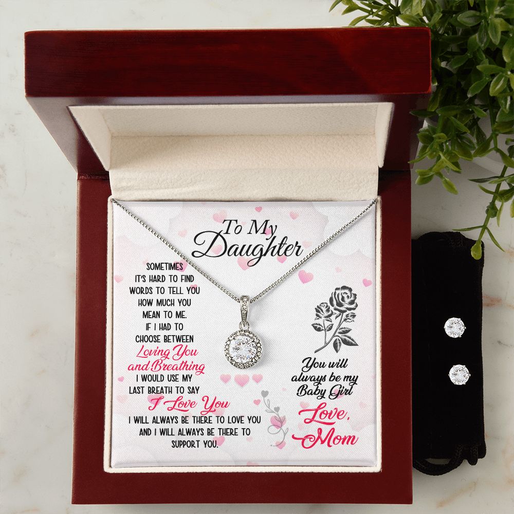 Daughter Eternal Hope Necklace and Earring Set | Custom Heart Design