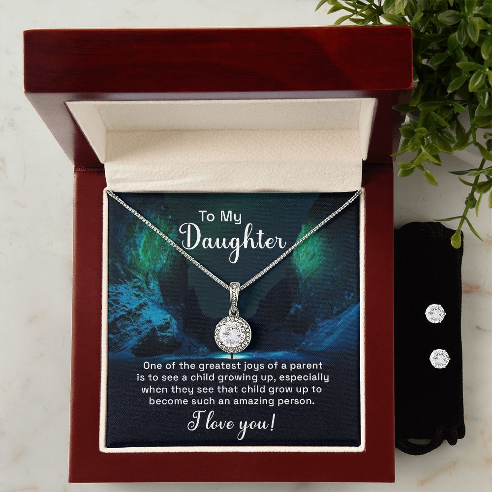 Daughter Eternal Hope Necklace and Earring Set | Custom Heart Design