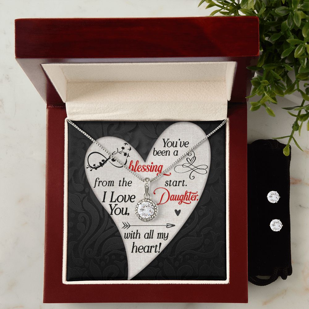 Daughter Eternal Hope Necklace and Earring Set | Custom Heart Design