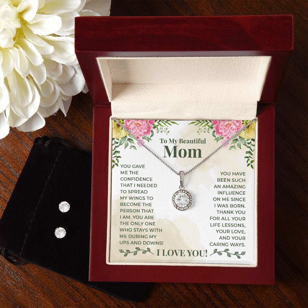 Mom Solitaire Jewelry Set-Thank you for your love | Custom Heart Design