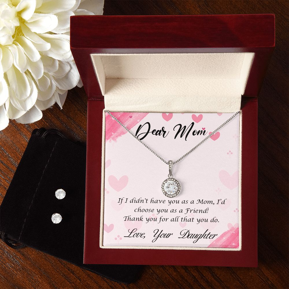Mom Solitaire Jewelry Set-My mom and friend | Custom Heart Design