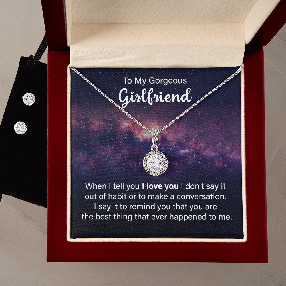 Girlfriend Necklace and Earring Set, Girlfriend Jewelry Gift Set | Custom Heart Design