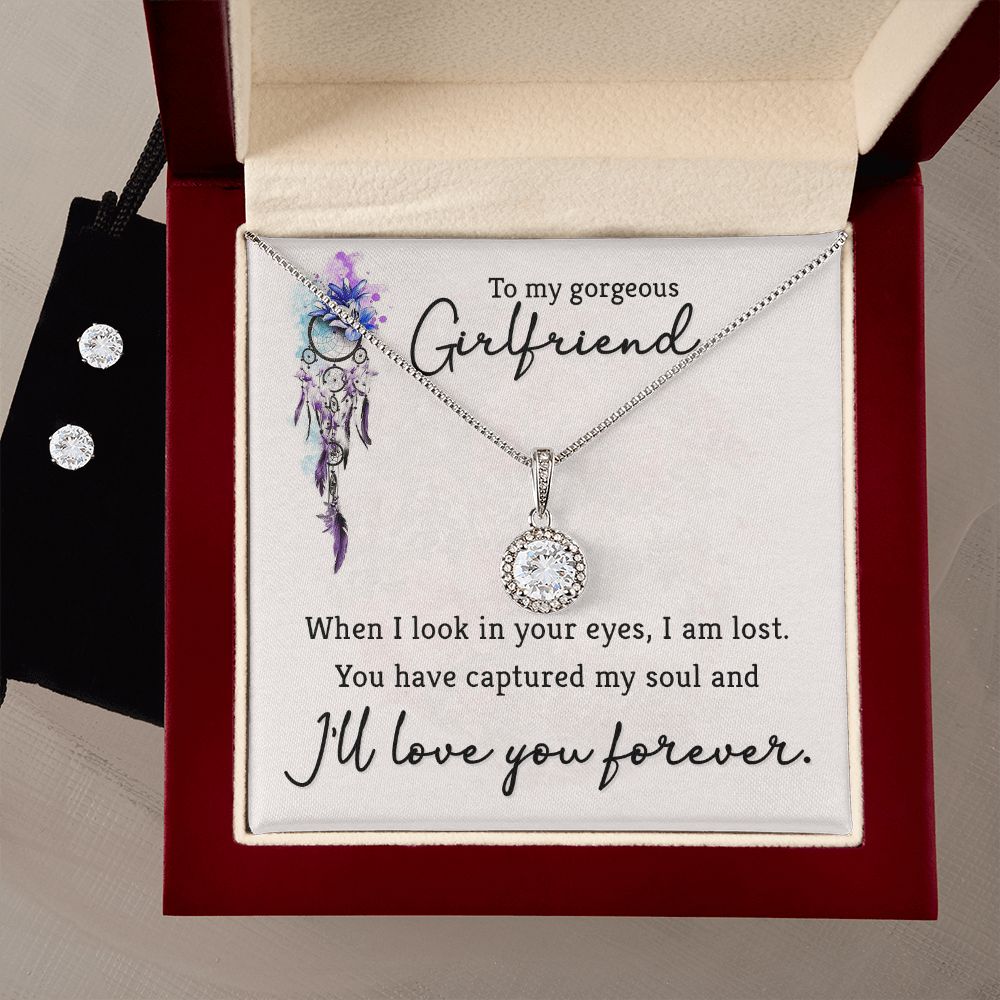 Girlfriend Necklace and Earring Set, Girlfriend Jewelry Gift Set | Custom Heart Design