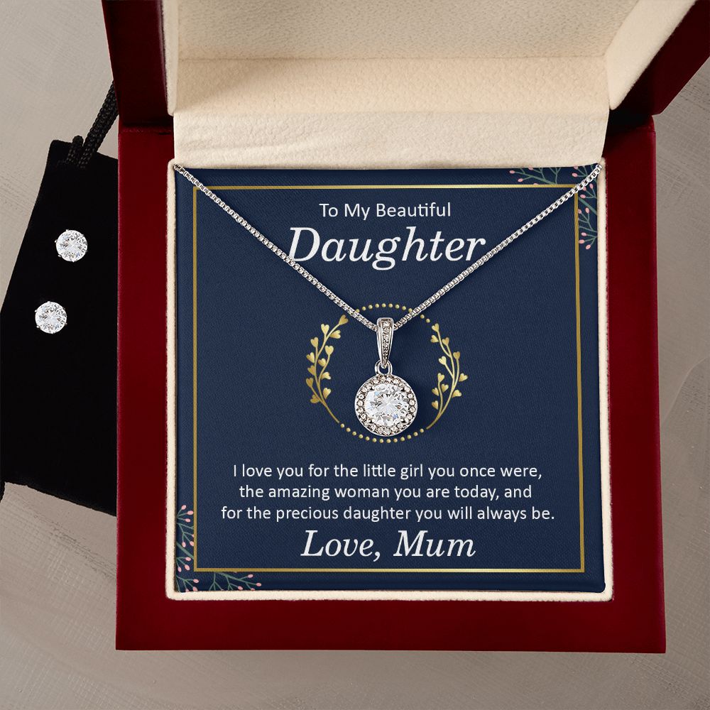 Daughter Eternal Hope Necklace and Earring Set | Custom Heart Design