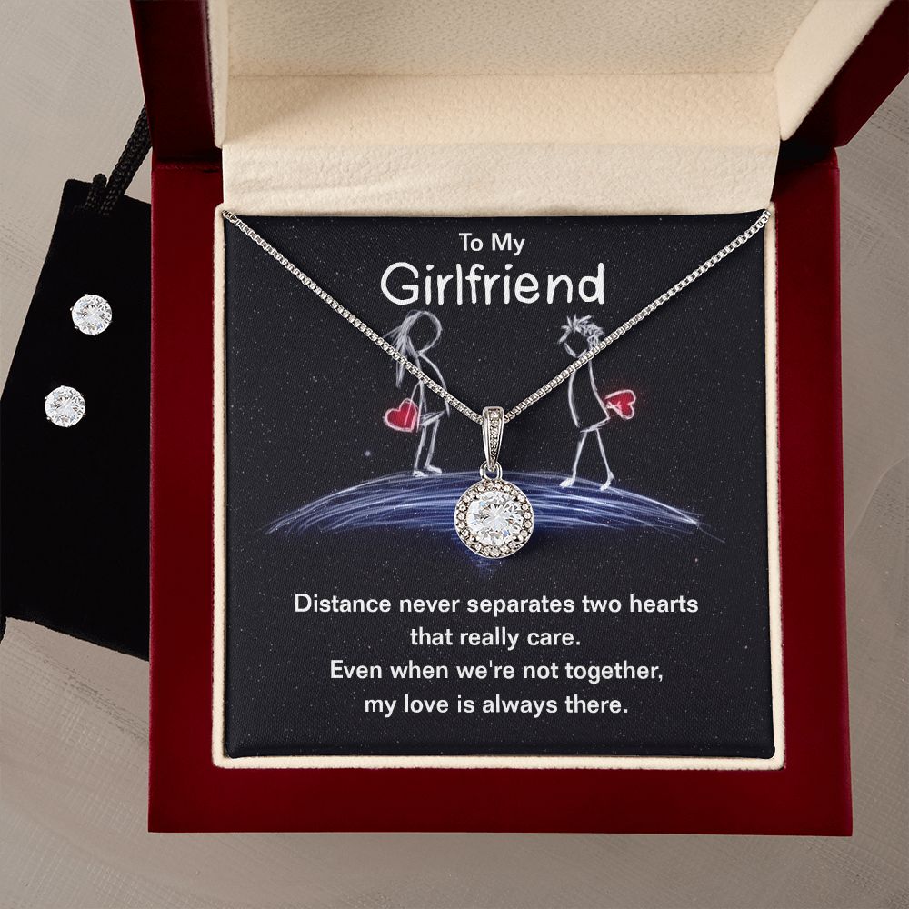 Girlfriend Necklace and Earring Set, Girlfriend Jewelry Gift Set | Custom Heart Design