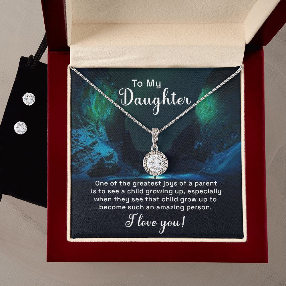 Daughter Eternal Hope Necklace and Earring Set | Custom Heart Design