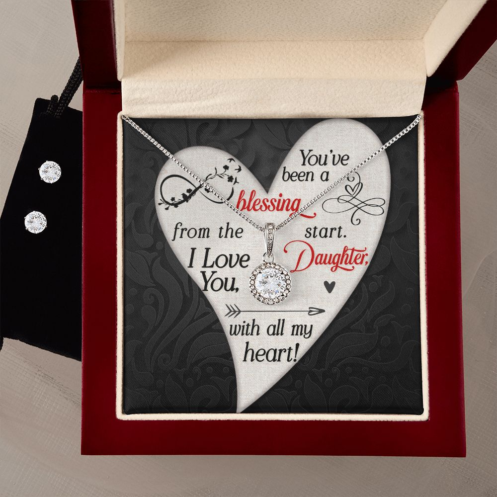 Daughter Eternal Hope Necklace and Earring Set | Custom Heart Design