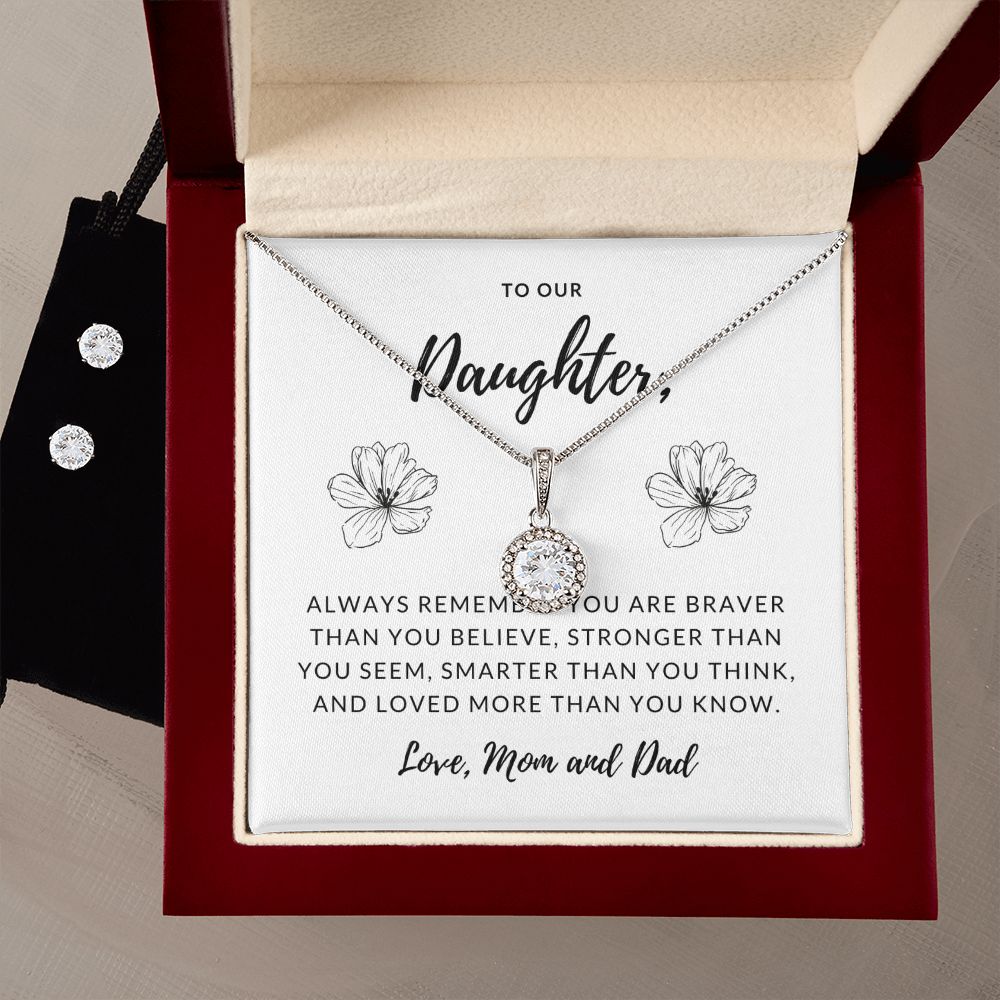 Daughter Eternal Hope Necklace and Earring Set | Custom Heart Design