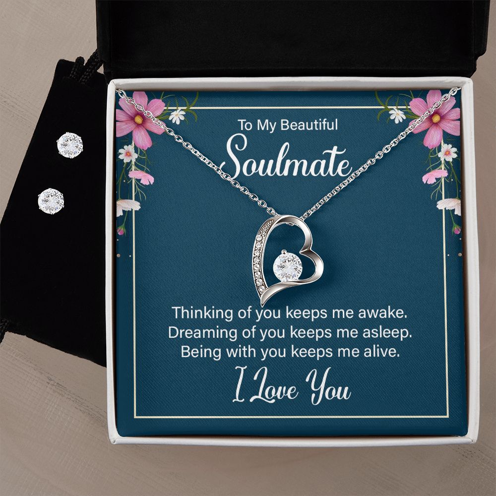 Girlfriend Jewelry Set, Heart Necklace and Earring Set - Custom Heart Design