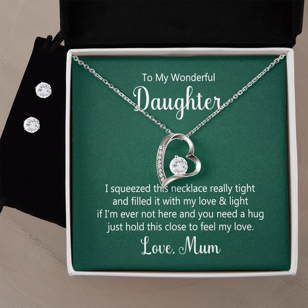 Daughter Forever Love Heart Jewelry Set | Custom Heart Design
