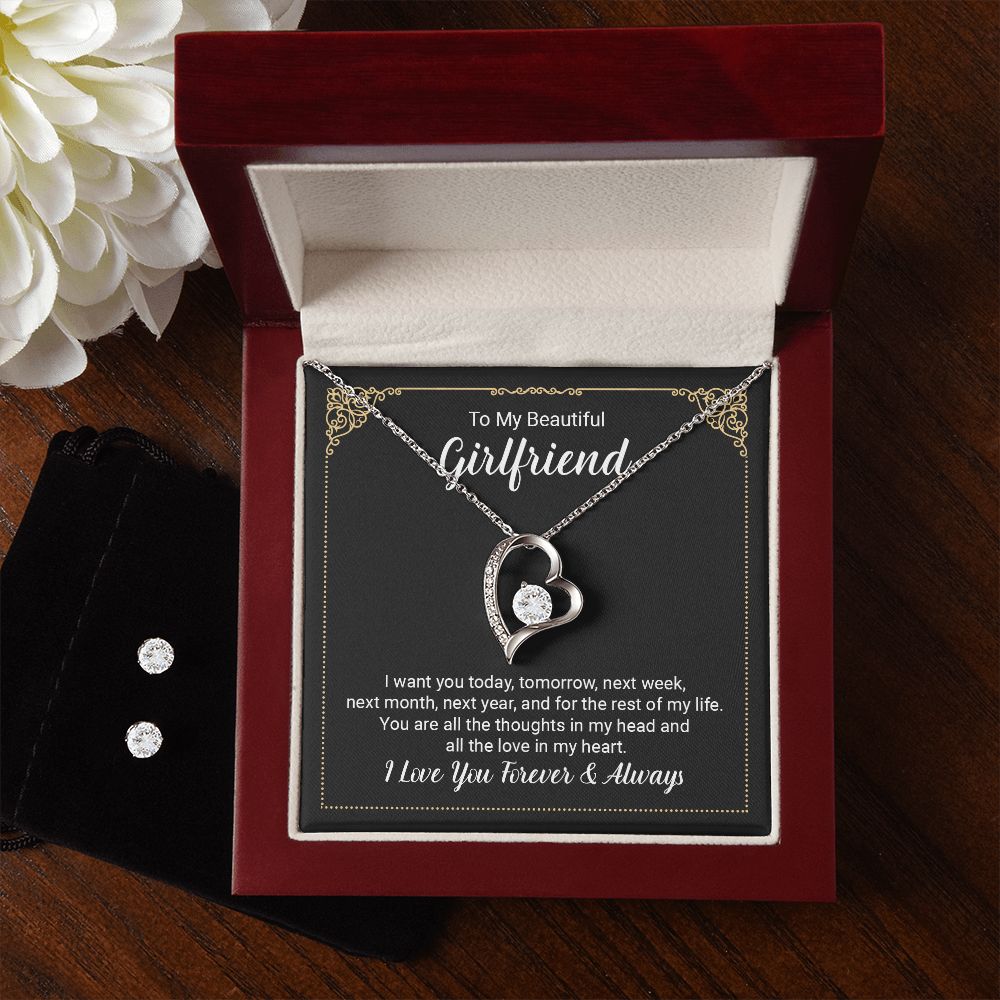 Girlfriend Jewelry Set, Heart Necklace and Earring Set | Custom Heart Design