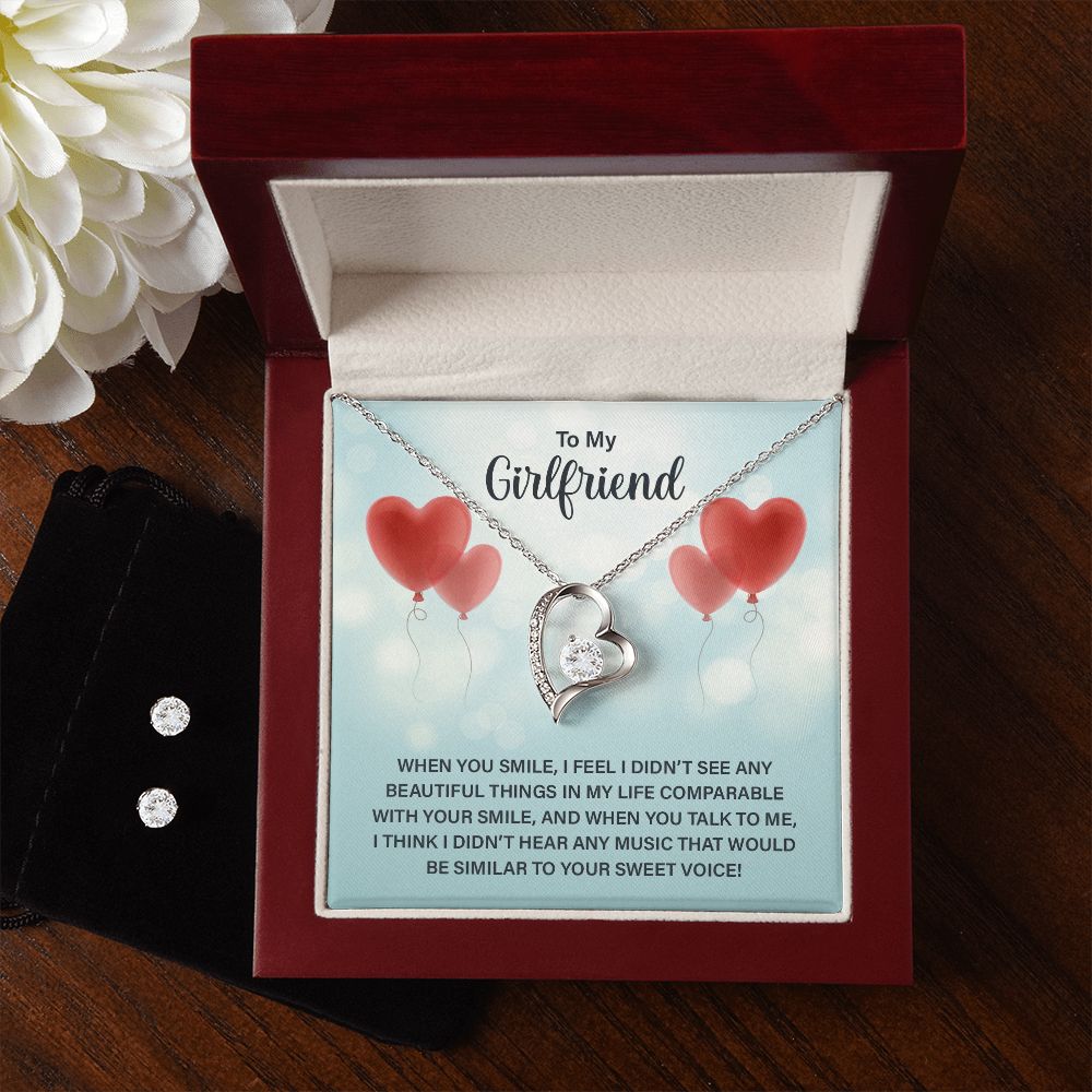 Girlfriend Jewelry Set, Heart Necklace and Earring Set | Custom Heart Design