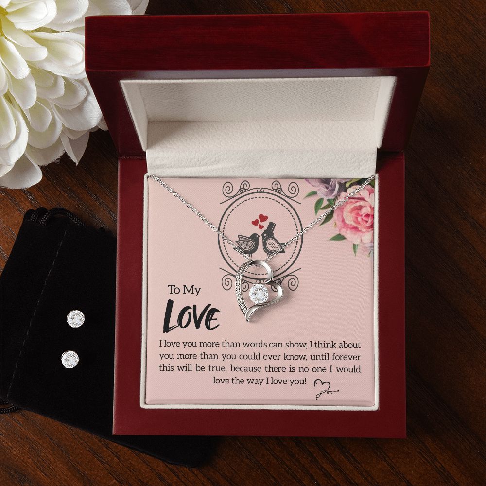 Girlfriend Jewelry Set, Heart Necklace and Earring Set | Custom Heart Design