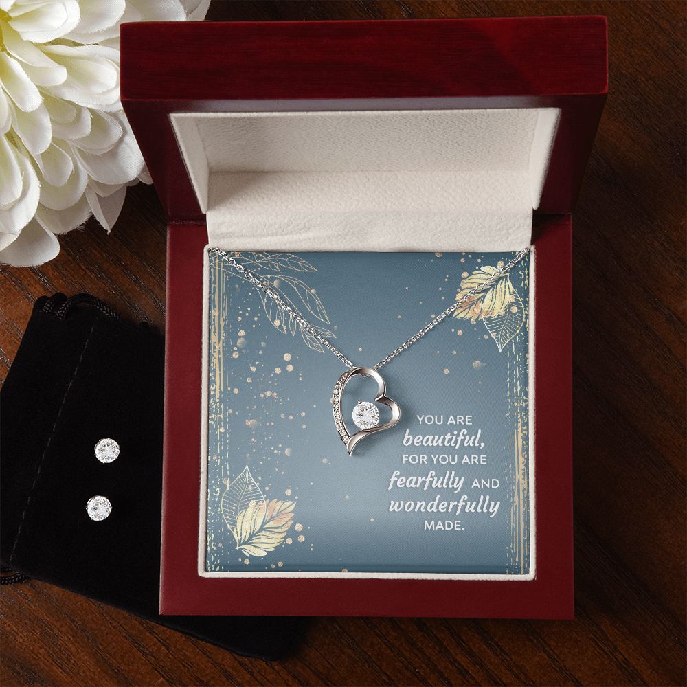 Girlfriend Jewelry Set, Heart Necklace and Earring Set | Custom Heart Design