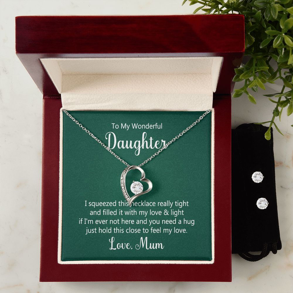 Daughter Forever Love Heart Jewelry Set | Custom Heart Design