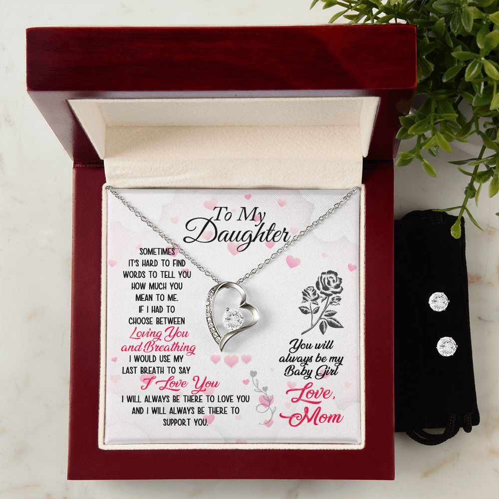 Daughter Forever Love Heart Jewelry Set | Custom Heart Design