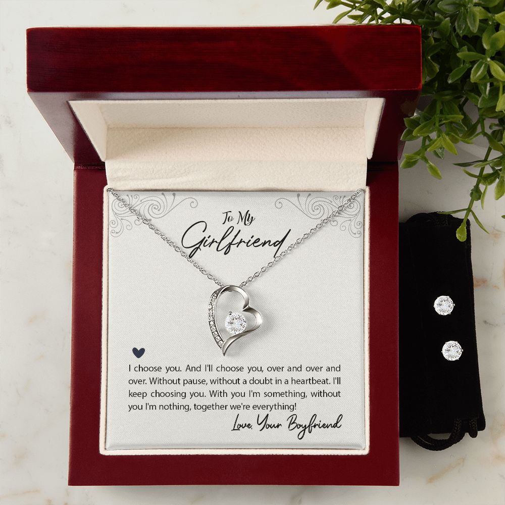 Girlfriend Jewelry Set, Heart Necklace and Earring Set | Custom Heart Design