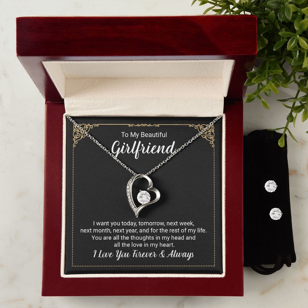 Girlfriend Jewelry Set, Heart Necklace and Earring Set | Custom Heart Design