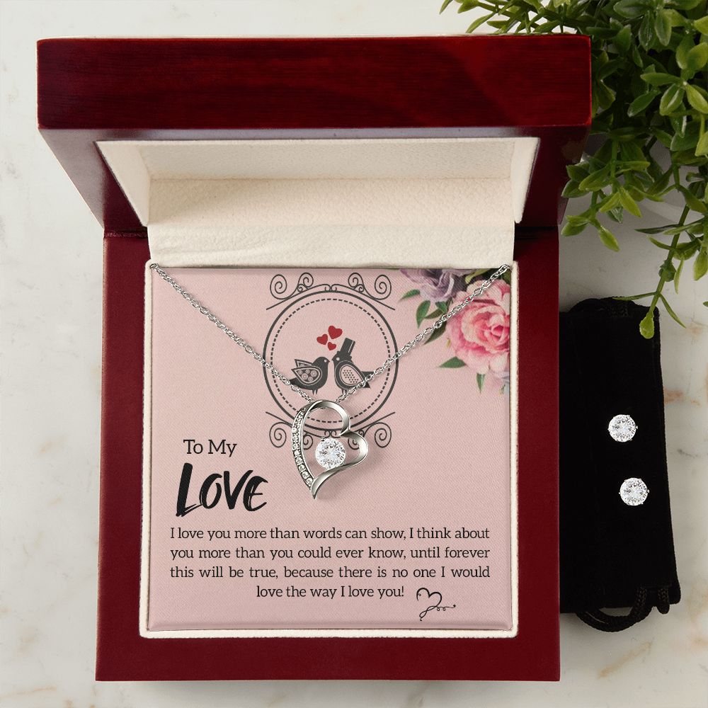 Girlfriend Jewelry Set, Heart Necklace and Earring Set | Custom Heart Design