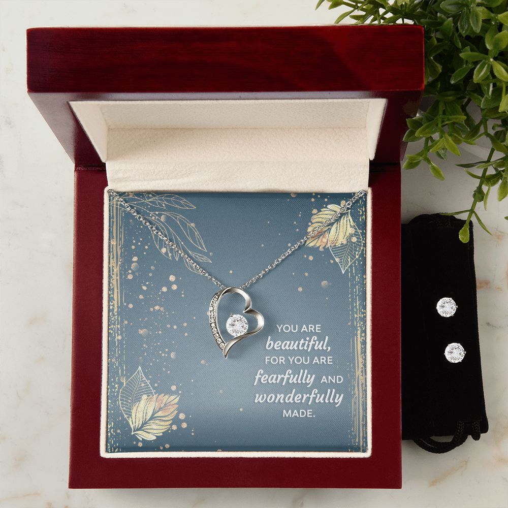 Girlfriend Jewelry Set, Heart Necklace and Earring Set | Custom Heart Design