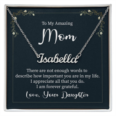 Mom Name Necklace, From Daughter-Forever grateful | Custom Heart Design