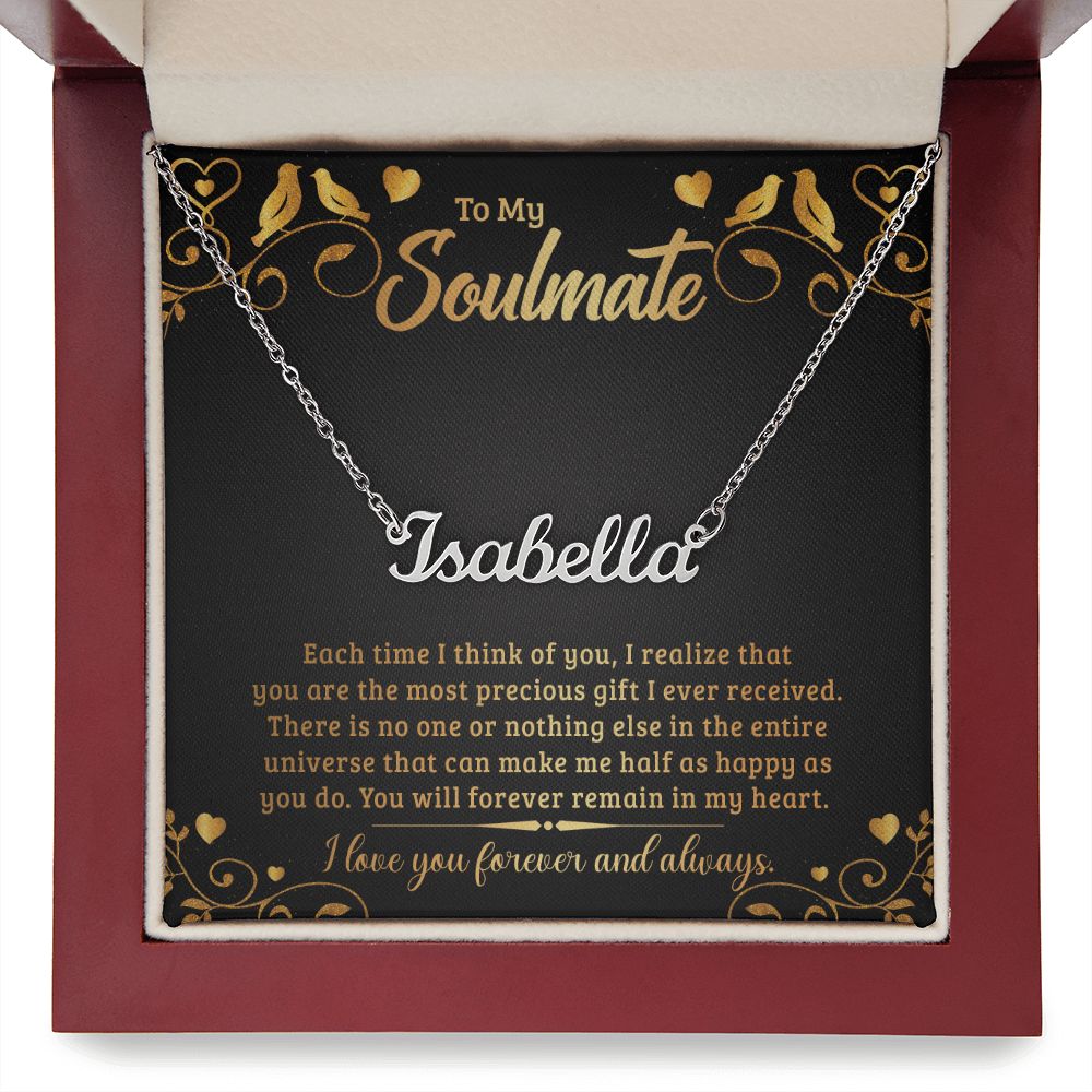 Soulmate Name Necklace-Each time I think of you | Custom Heart Design