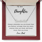 Daughter Name Necklace, From Dad-Braver, stronger, smarter | Custom Heart Design