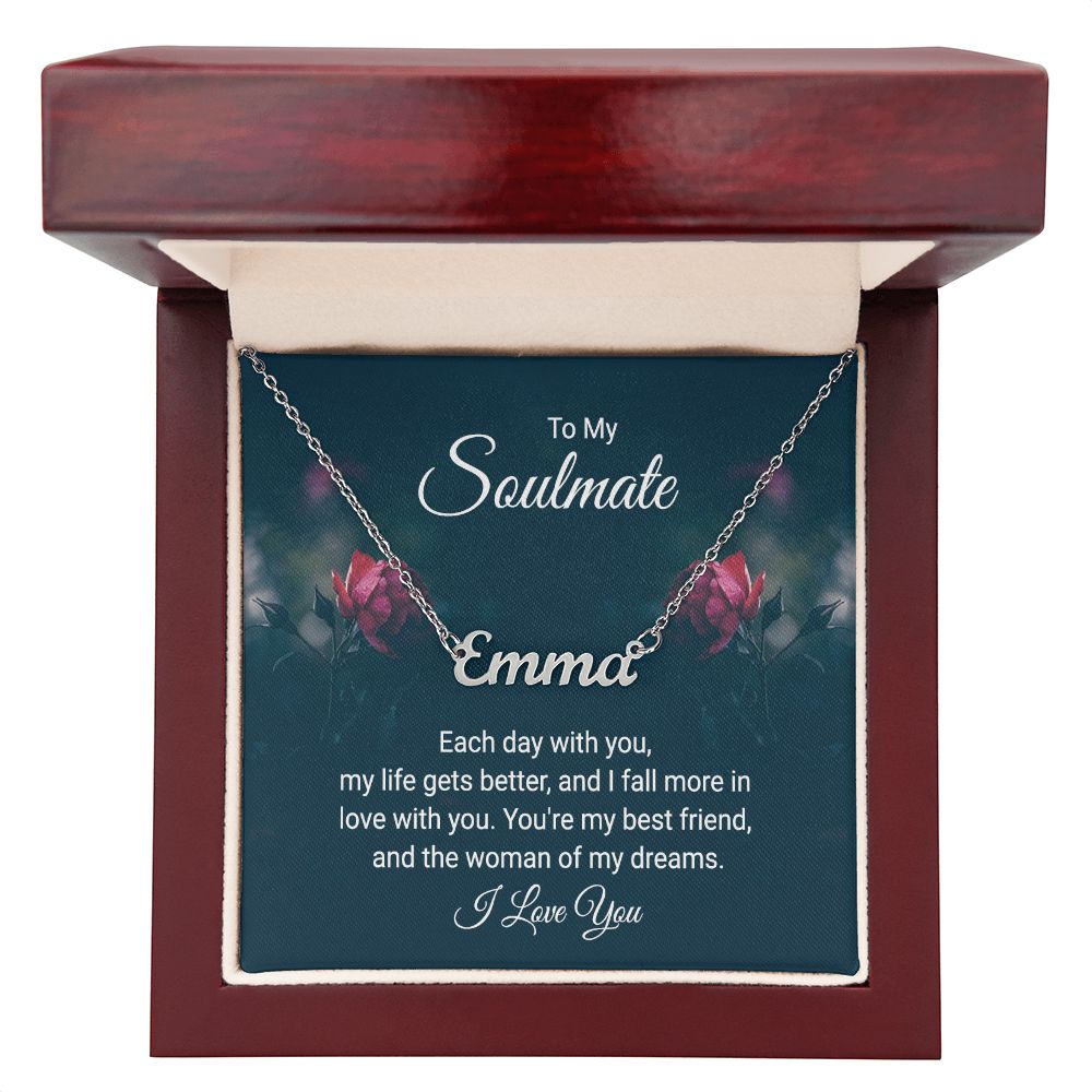 Soulmate Name Necklace-Each day with you | Custom Heart Design