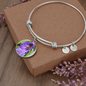 Birth Flower-July Lavender Bracelet - Custom Heart Design