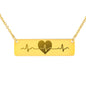 Horizontal Bar Necklace with Heartbeat-Custom Heart Design