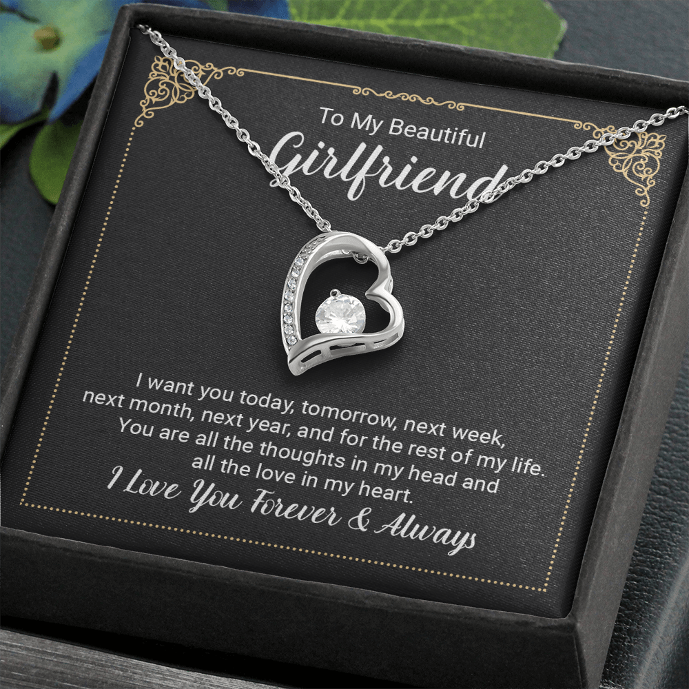 Girlfriend Floating Heart Necklace, Forever Love Heart Necklace To My Girlfriend | Custom Heart Design