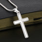 Grandson's Graduation, From Grandpa-Silver Cross Necklace - Custom Heart Design