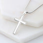 Grandson's Graduation, From Grandpa-Silver Cross Necklace - Custom Heart Design