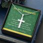 To Daughter, Shamrock Blessing- Cross Necklace - Custom Heart Design