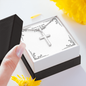 Personalized Silver Remembrance Cross Necklace - Custom Heart Design