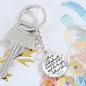 * She is clothed with strength & dignity-Prov 31:25, Bible Verse Keychain - Custom Heart Design