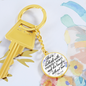 * She is clothed with strength & dignity-Prov 31:25, Bible Verse Keychain - Custom Heart Design