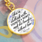* She is clothed with strength & dignity-Prov 31:25, Bible Verse Keychain - Custom Heart Design