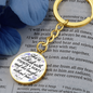 * She is clothed with strength & dignity-Prov 31:25, Bible Verse Keychain - Custom Heart Design