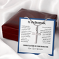 Grandson's Graduation, From Grandpa-Silver Cross Necklace - Custom Heart Design