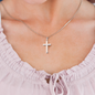 Personalized Cross with Snake Chain Necklace - Custom Heart Design
