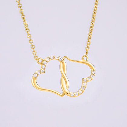 Solid Gold Hearts Necklace with Diamonds - Custom Heart Design