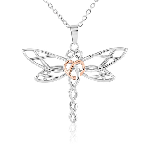 Dragon Fly Necklace with center Heart for Women | Custom Heart Design
