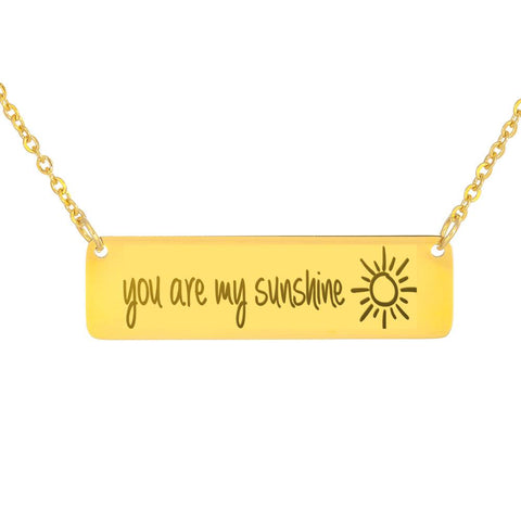 You are my sunshine, Horizontal Bar Necklace - Custom Heart Necklace