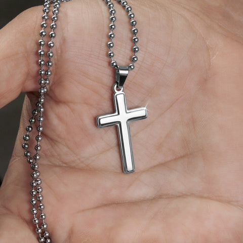 Silver Cross Necklace - Custom Heart Design