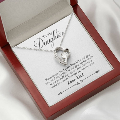 Silver Forever Love Heart Necklace, Floating Heart Necklace with CZ gemstone for daughter - Custom Heart Design 