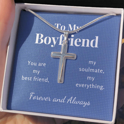 Cross Necklace for Boyfriend | Custom Heart Design