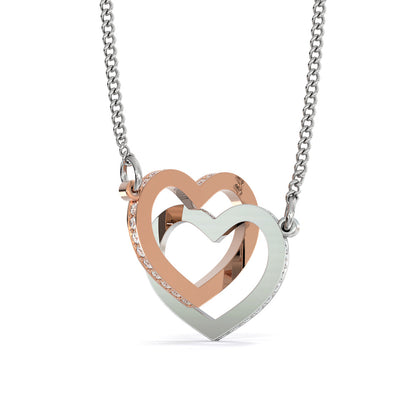 Interlocking Hearts Necklace with Gemstones For Granddaughter, Double Hearts Interlocking with Gemstones For Girl, Two Hearts Interlocking Necklace, 