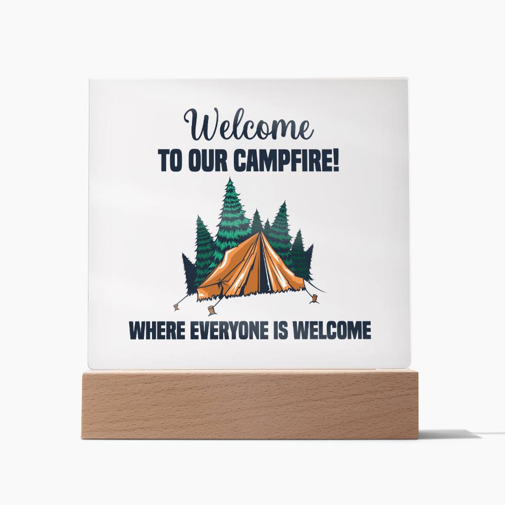 Square Acrylic Plaque-Campfire - Custom Heart Design